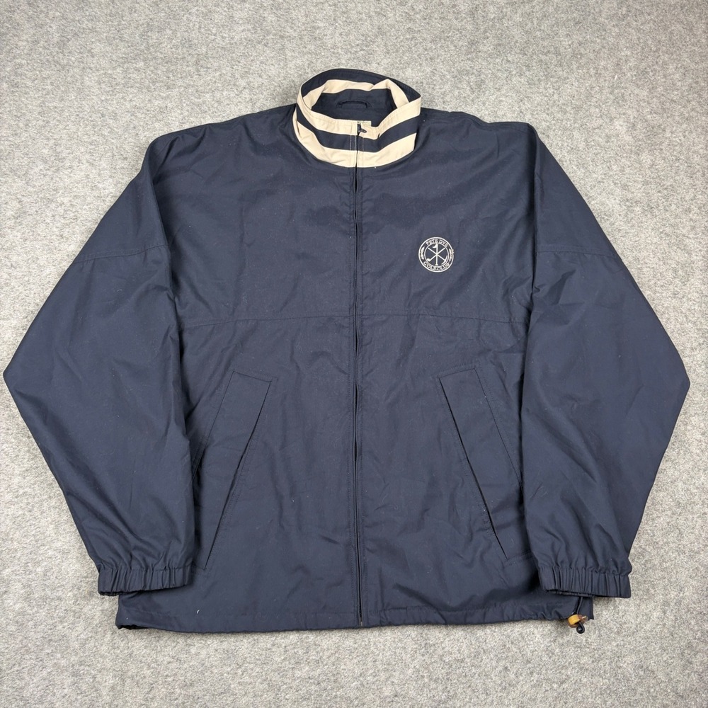 Cutter & Buck Jacket Mens Medium Pete Dye Golf Club Navy Windbreaker Full Zip